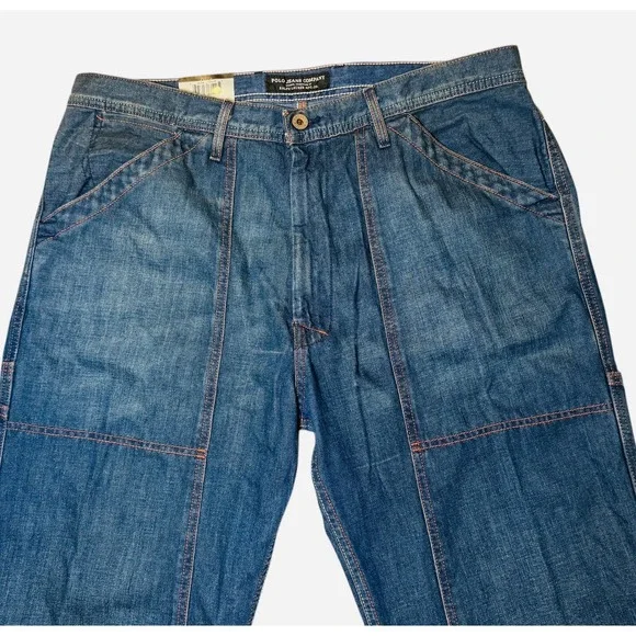 Polo Jeans Co Ralph Lauren Double Knee Sum Jean Men's 36x32 Blue Denim